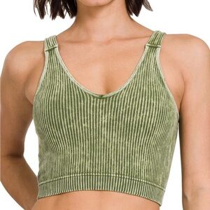 Wash Ribbed Seamless Bra Tank Top